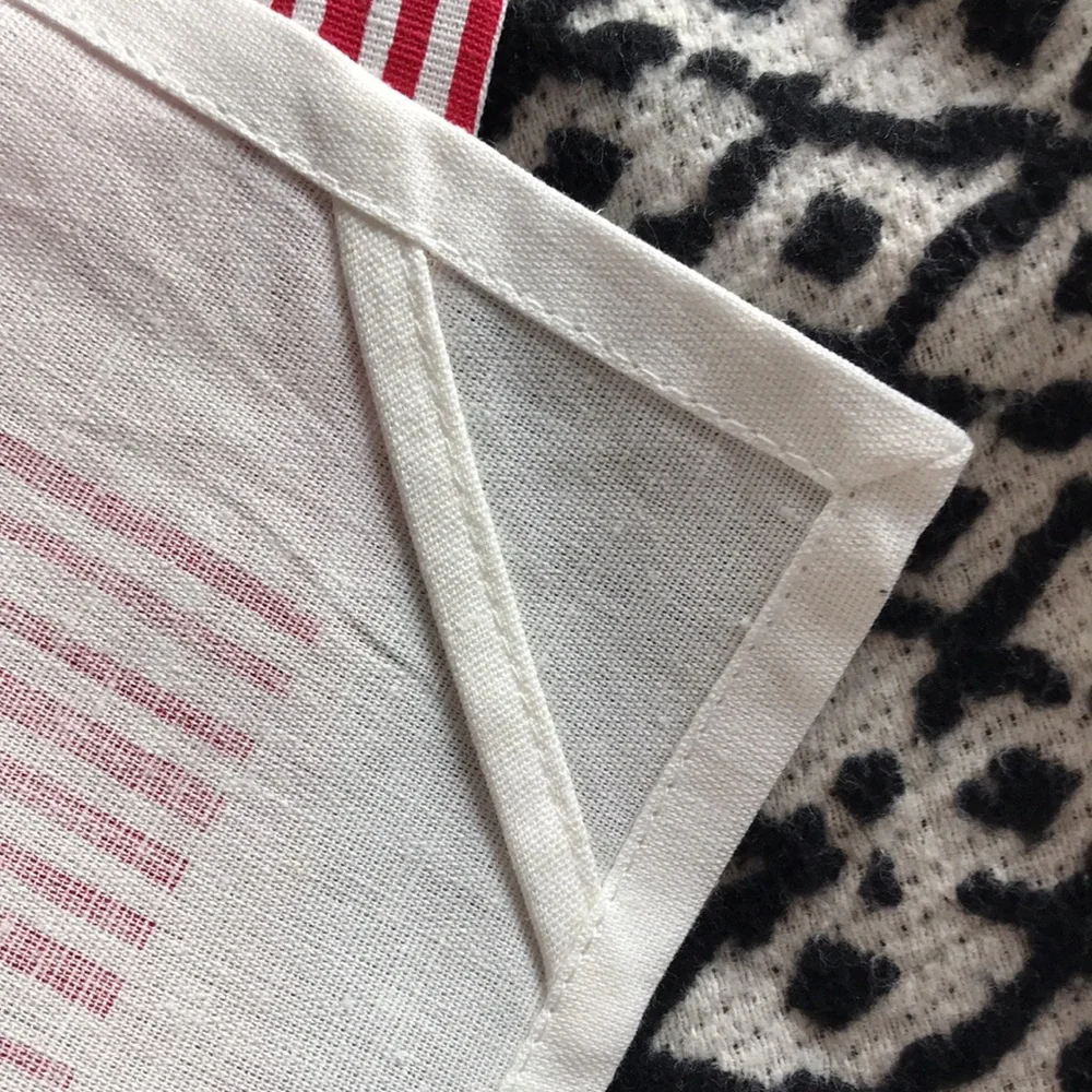 West Elm White Red Blue Linen Cotton Kitchen Towels NWT Set of Two